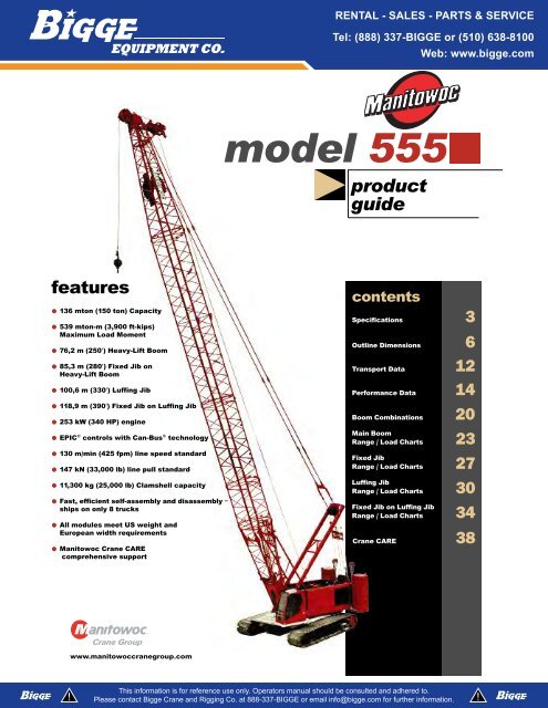 Manitowoc 555 Load Charts