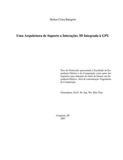 Uma Arquitetura de Suporte a Interações 3D ... - DCA - Unicamp