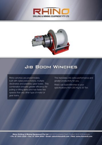 Jib Boom Winches - Rhino Drilling & Mining Equipment