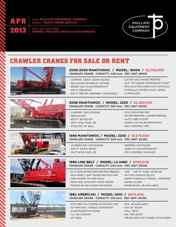 crawler cranes for sale or rent - Peco Equipment Company