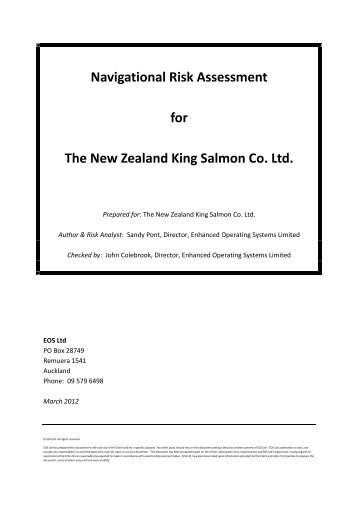 Navigational Risk Assessment for The New Zealand King Salmon ...