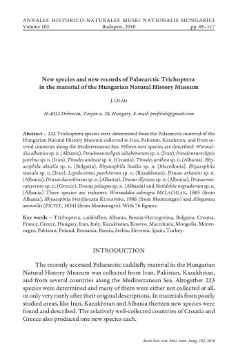 New species and new records of Palaearctic Trichoptera in the ...