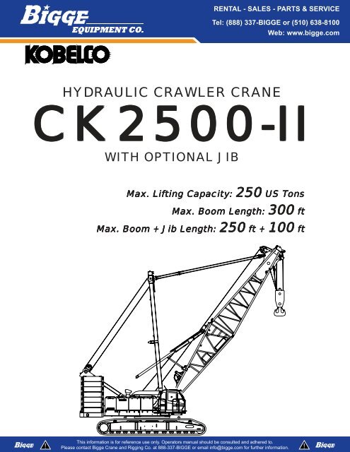 Kobelco 300 Ton Crawler Crane Load Chart