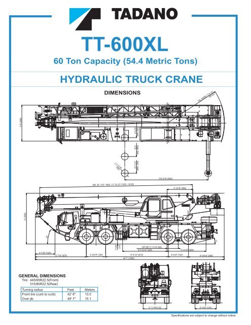 Tadano 60 Ton Crane Load Chart