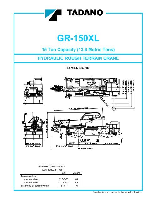 Tadano 60 Ton Crane Load Chart