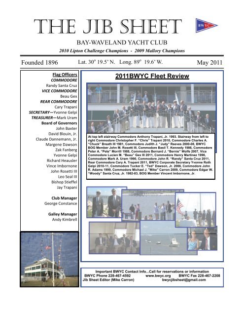 THE JIB SHEET - Bay-Waveland Yacht Club