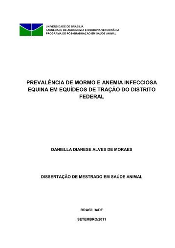 PREVALÊNCIA DE MORMO E ANEMIA INFECCIOSA EQUINA EM ...