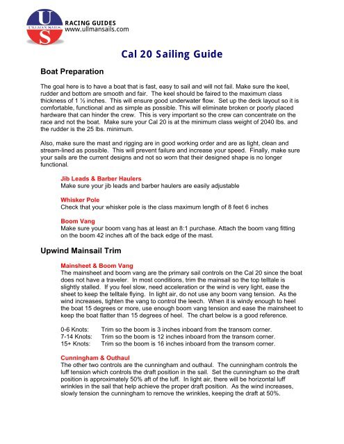 Cal 20 Sailing Guide - Ullman Sails