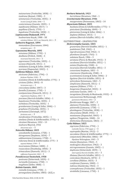 A checklist of MicrolepidopterA occured in slovAkiA (lepidopterA ...