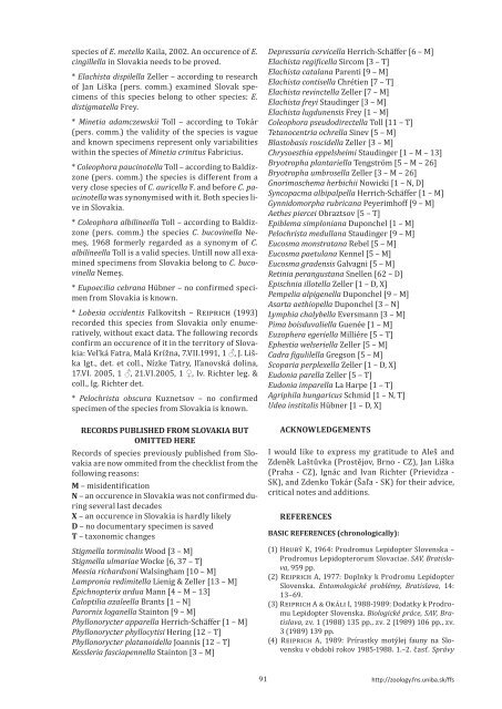 A checklist of MicrolepidopterA occured in slovAkiA (lepidopterA ...