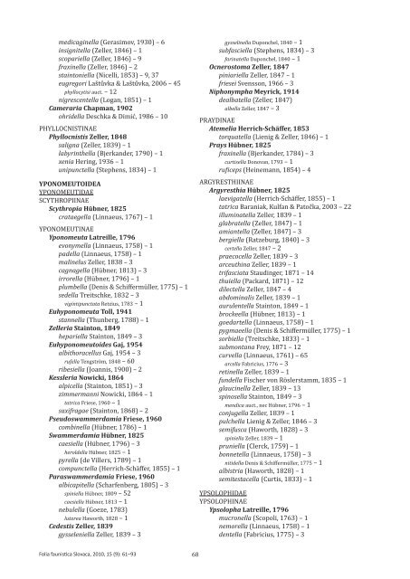 A checklist of MicrolepidopterA occured in slovAkiA (lepidopterA ...