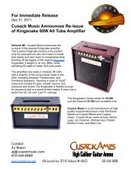 For Immediate Release Cusack Music Announces Re-issue ... - NAMM