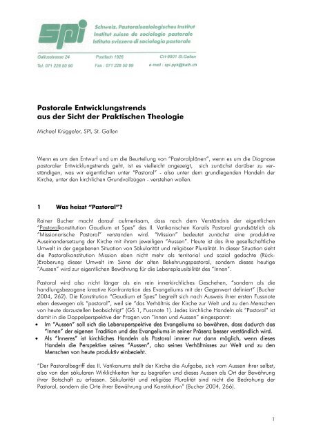 Pastorale Entwicklungstrends aus der Sicht der Praktischen Theologie