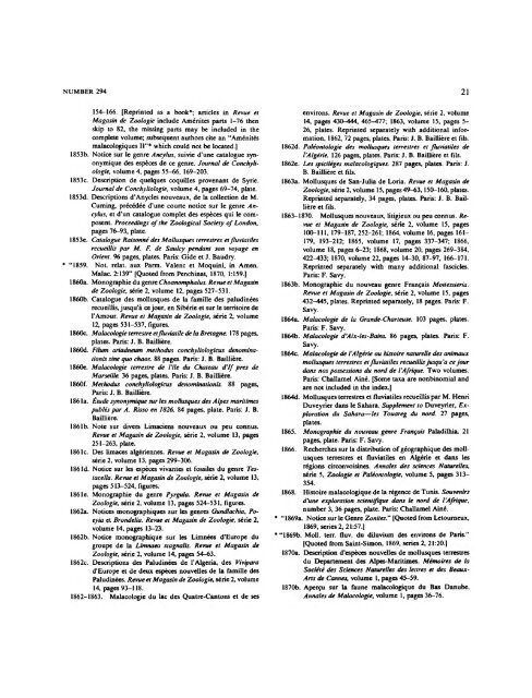 Index to the Species of Mollusca Introduced from 1850 to 1870