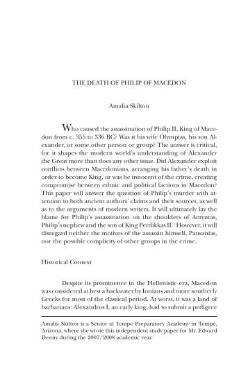 The Death Of Philip Of Macedon - The Concord Review