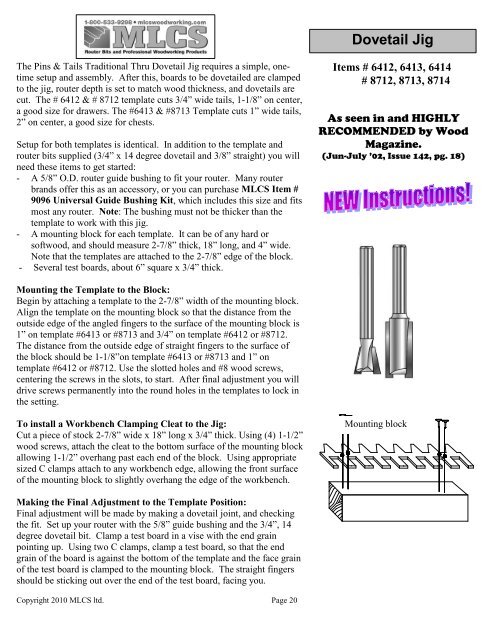 Dovetail Jig - MLCS Woodworking