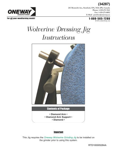 Oneway Wolverine Dressing Jig Instructions - Rockler.com