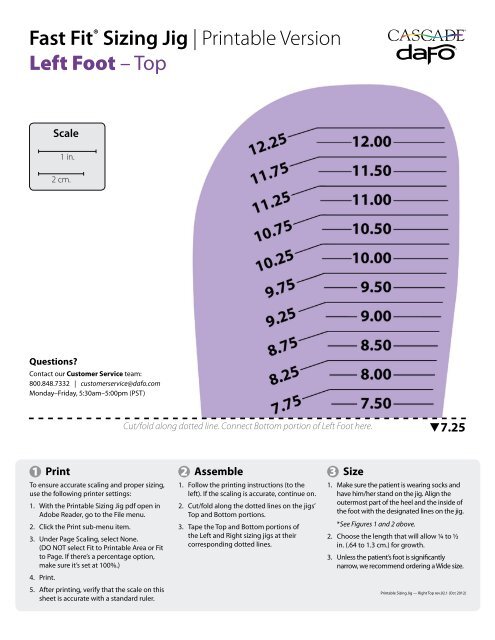 Fast Fit® Sizing Jig - Cascade Dafo, Inc.