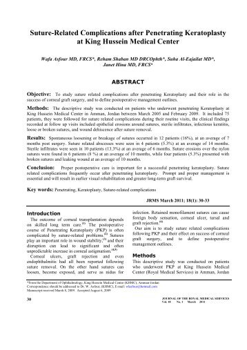 Suture-Related Complications after Penetrating Keratoplasty at King ...