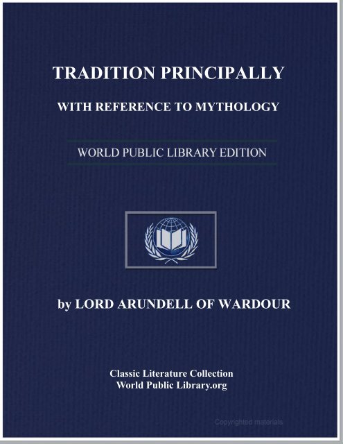 Tradition : Principally with Reference to Mythology and the
