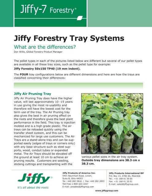Jiffy Forestry Tray Systems - Jiffy Products
