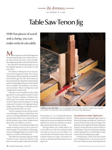 Table Saw Tenon Jig - Popular Woodworking Magazine