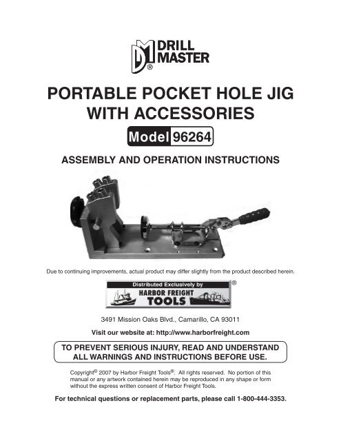 Portable Pocket hole jig with accessories - Harbor Freight Tools