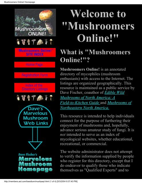 Mushroomers Online! Homepage - ZetaTalk