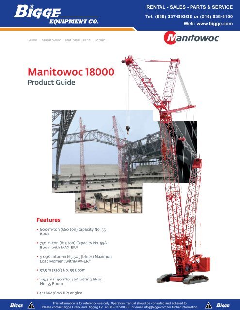 Manitowoc 555 Load Charts