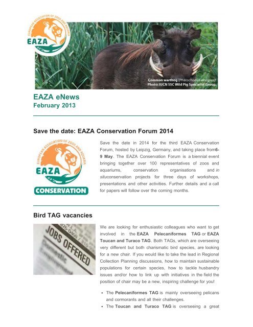 EAZA eNews_February 2013 - European Association of Zoos and ...