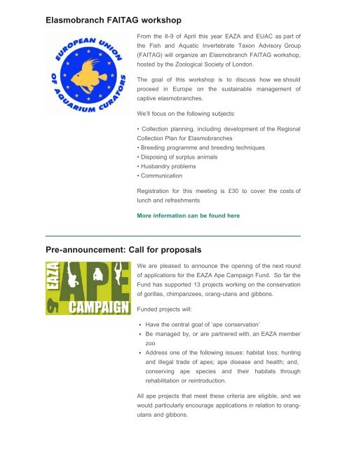 EAZA eNews_February 2013 - European Association of Zoos and ...