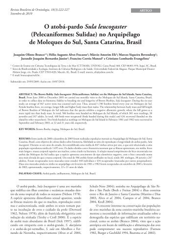 O atobÃ¡-pardo Sula leucogaster - Sociedade Brasileira de Ornitologia
