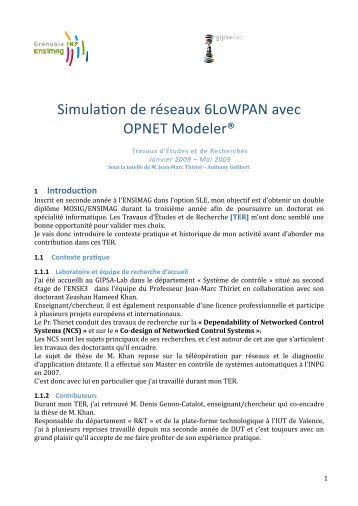 Simulation de réseaux 6LoWPAN avec OPNET Modeler - Ensiwiki ...
