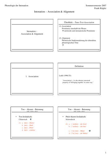 Intonation – Association & Alignment