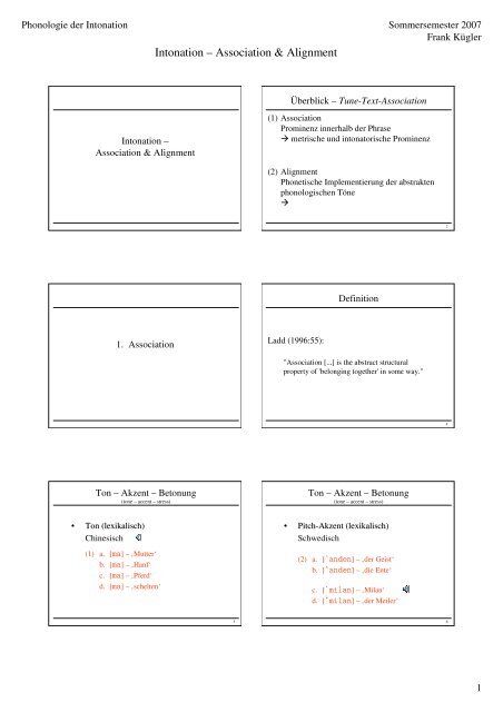 Intonation – Association & Alignment