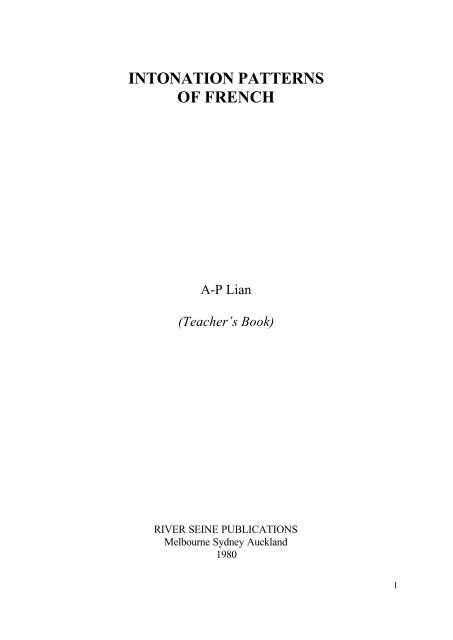 INTONATION PATTERNS OF FRENCH - Andrew Lian's