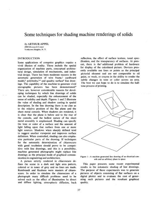 Some techniques for shading machine renderings of solids