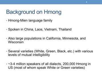 Background on Hmong - UCLA Department of Linguistics