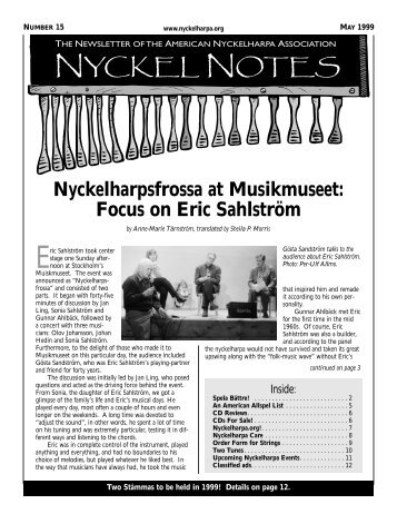Nyckel Notes #15, May 1999 - American Nyckelharpa Association