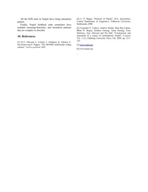 Intonation Patterns in Nepali Feedback Units