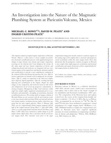 An Investigation into the Nature of the Magmatic Plumbing System at ...