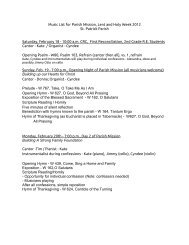 Music List for Parish Mission, Lent and Holy - Saint Patrick Parish