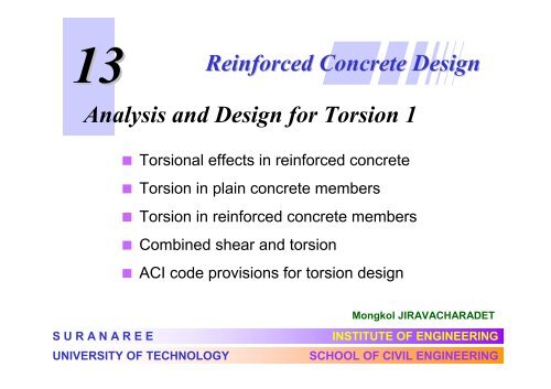 Reinforced Concrete Design Analysis and Design for Torsion 1