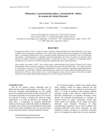 Obtención y caracterización óptica y estructural de vidrios - Cinvestav