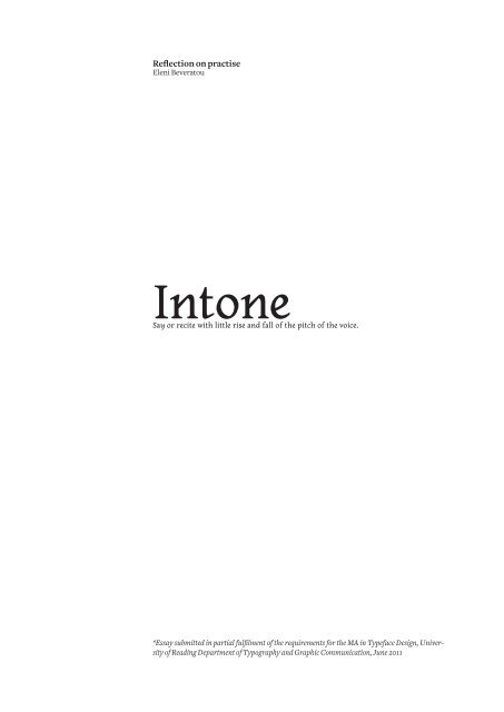 Intone - MA Typeface Design