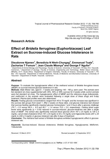 Effect of Bridelia ferruginea (Euphorbiaceae) Leaf Extract on ...