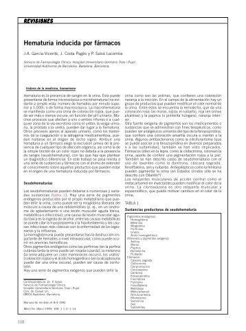 Hematuria inducida por fármacos - Cátedra de Urología