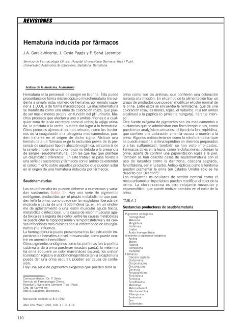 Hematuria inducida por fármacos - Cátedra de Urología