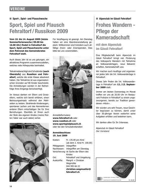mitteilungsblatt der gemeinde fehraltorf