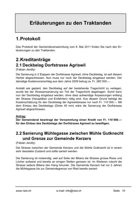 Bulletin Nr. 52 (November 2011) - Gemeinde Ried b. Kerzers